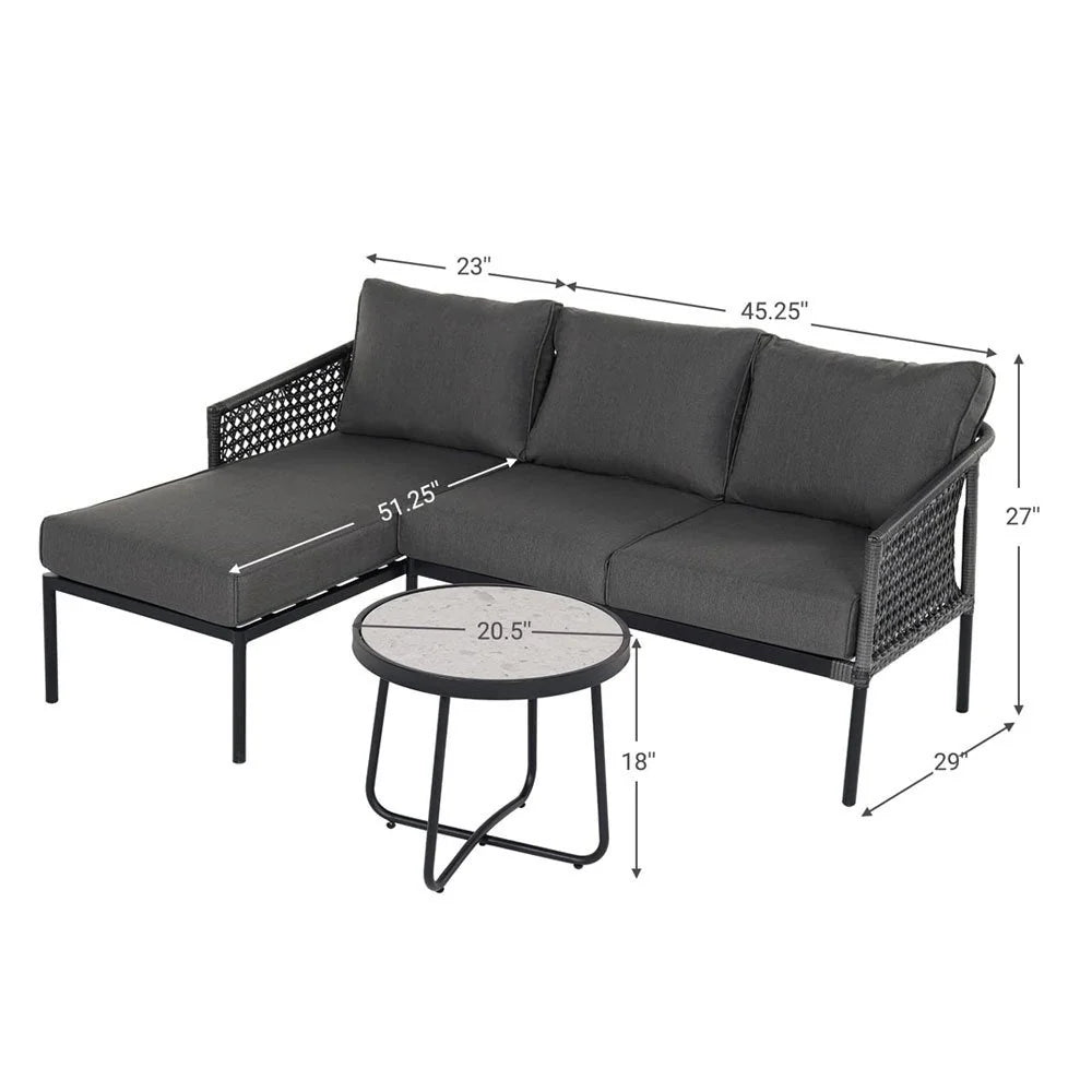 Virasat Outdoor Garden Balcony Sofa Set 4 Seater 1 Center Table Set (Dark Grey)-VIRASAT FURNITURE & FURNISHING
