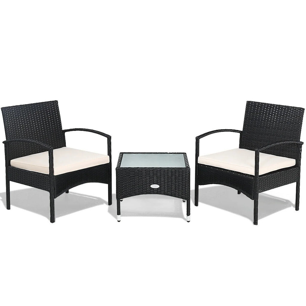 Virasat Outdoor Patio Seating Set 2 Chairs and 1 Table Set (Black)-VIRASAT FURNITURE & FURNISHING