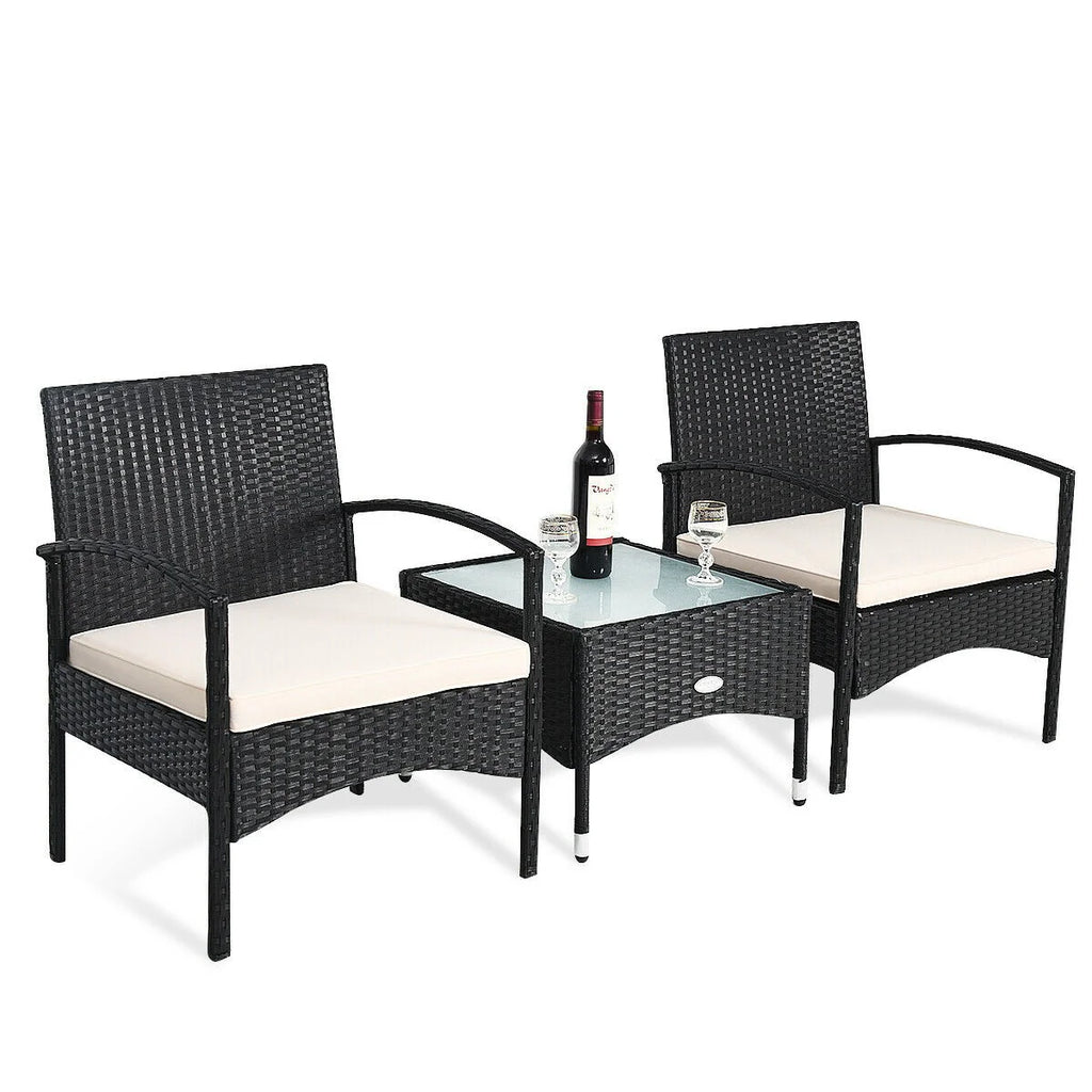 Virasat Outdoor Patio Seating Set 2 Chairs and 1 Table Set (Black)-VIRASAT FURNITURE & FURNISHING