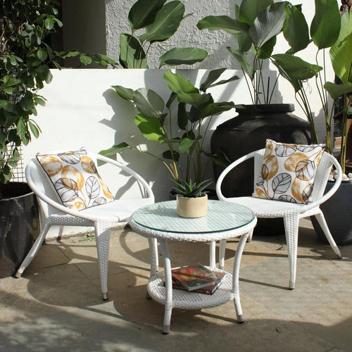 Virasat Outdoor Patio Seating Set 2 Chairs and 1 Table Set (White)-VIRASAT FURNITURE & FURNISHING