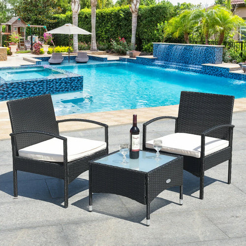 Virasat Outdoor Patio Seating Set 2 Chairs and 1 Table Set (Black)-VIRASAT FURNITURE & FURNISHING