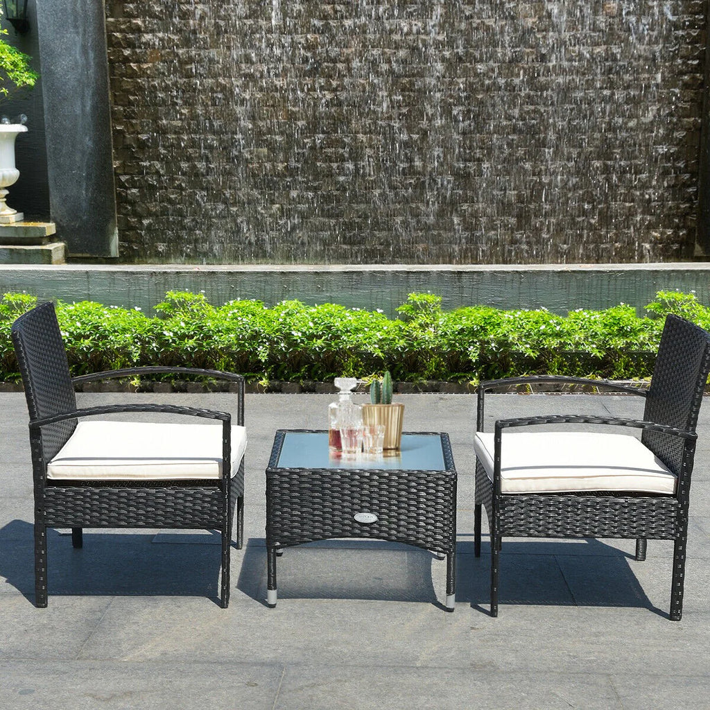 Virasat Outdoor Patio Seating Set 2 Chairs and 1 Table Set (Black)-VIRASAT FURNITURE & FURNISHING