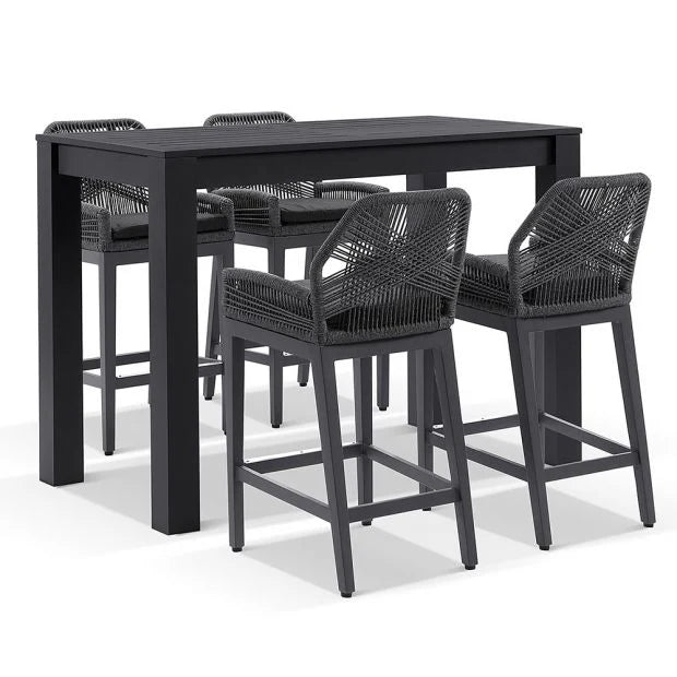 Virasat Outdoor Patio Bar Sets 4 Chairs and 1 Table Braided & Rope-VIRASAT FURNITURE & FURNISHING