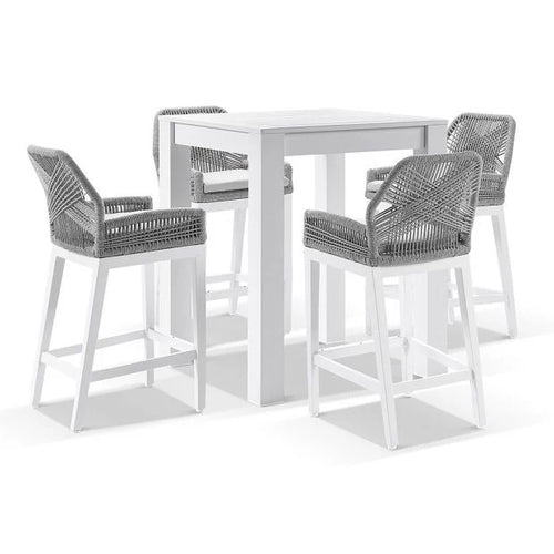 Virasat Outdoor Patio Bar Sets 4 Chairs and 1 Table Braided & Rope-VIRASAT FURNITURE & FURNISHING