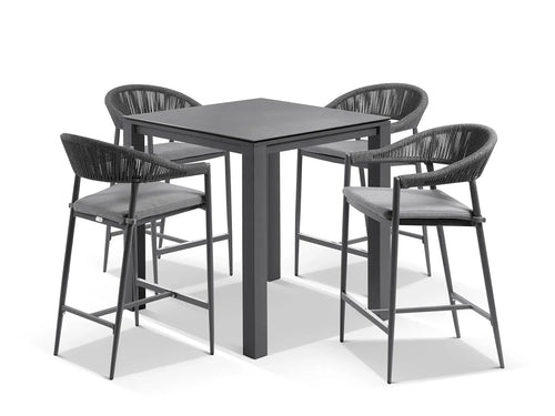 Virasat Outdoor Bar Sets 4 Chairs and 1 Table Patio Bar Set (Dark Grey)-VIRASAT FURNITURE & FURNISHING