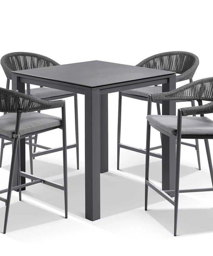 Virasat Outdoor Bar Sets 4 Chairs and 1 Table Patio Bar Set (Dark Grey)-VIRASAT FURNITURE & FURNISHING