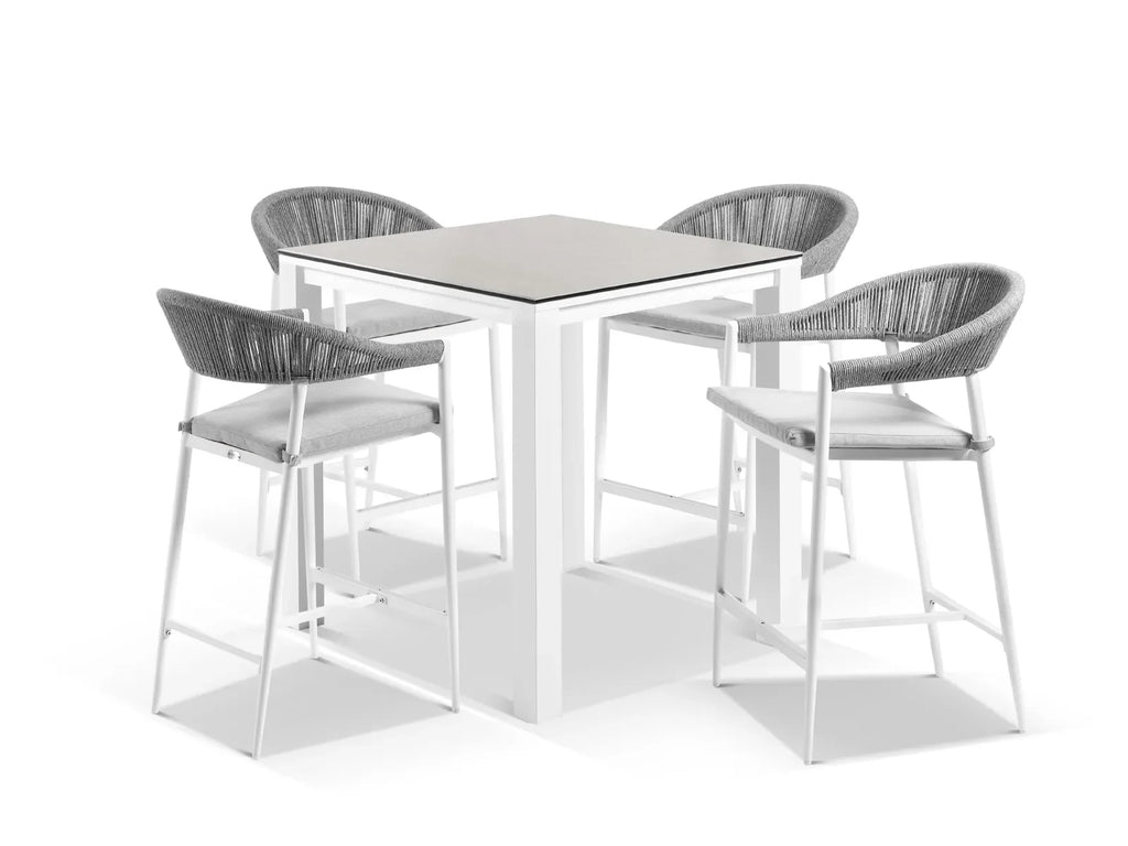 Virasat Outdoor Bar Sets 4 Chairs and 1 Table Patio Bar Set (White)-VIRASAT FURNITURE & FURNISHING