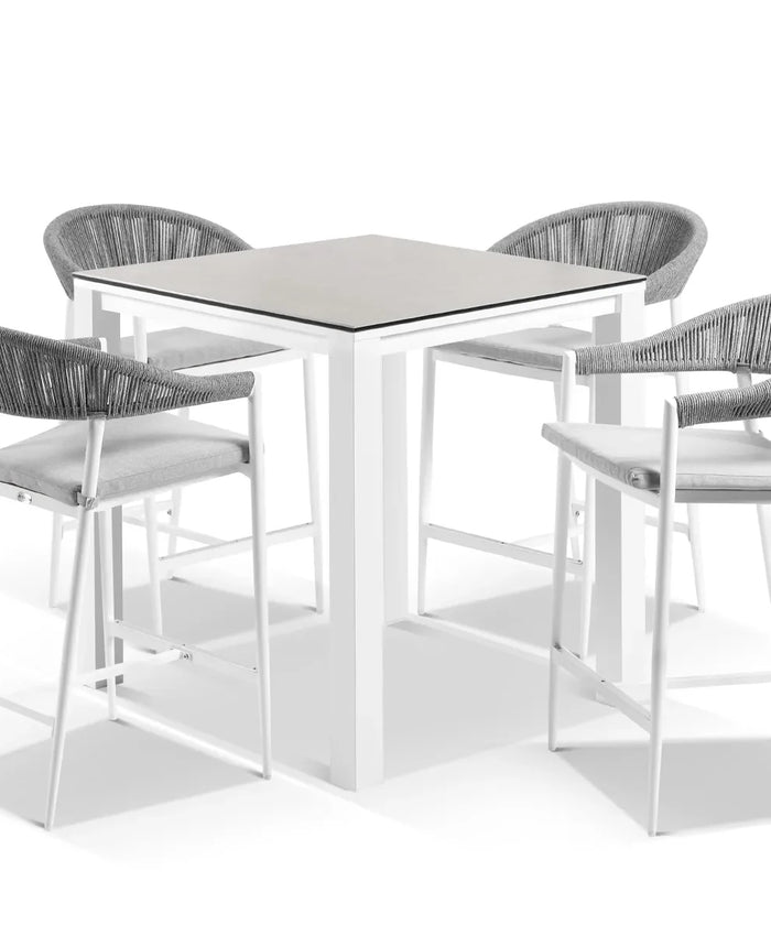 Virasat Outdoor Bar Sets 4 Chairs and 1 Table Patio Bar Set (White)-VIRASAT FURNITURE & FURNISHING