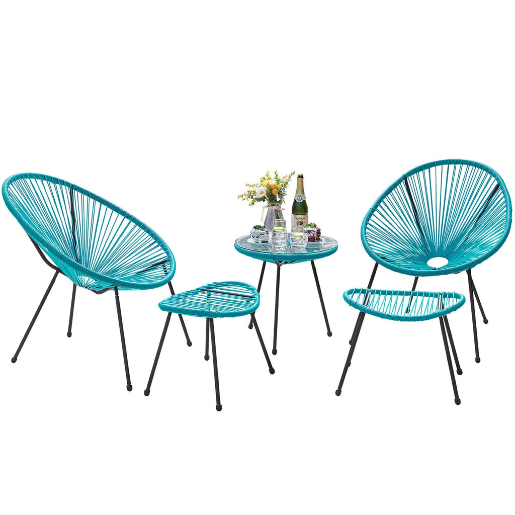 Virasat Outdoor Patio Seating Set 2 Chairs and 1 Table Set (Blue)-VIRASAT FURNITURE & FURNISHING