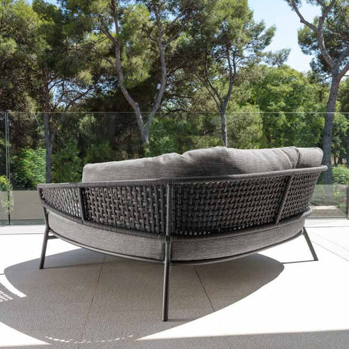 Virasat Outdoor Poolside Sunbed With Cushion Daybed (Dark Grey) Braided & Rope-VIRASAT FURNITURE & FURNISHING