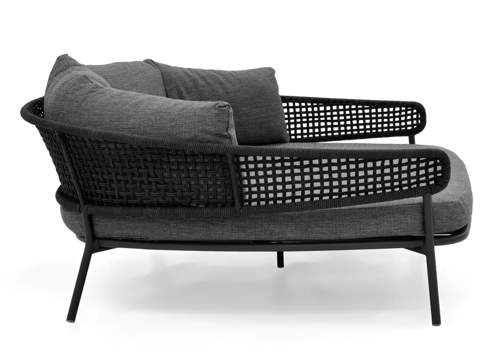 Virasat Outdoor Poolside Sunbed With Cushion Daybed (Dark Grey) Braided & Rope-VIRASAT FURNITURE & FURNISHING