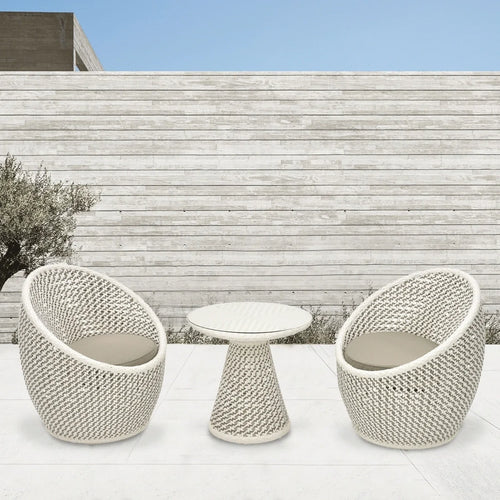 Virasat Outdoor Patio Seating Set 2 Chairs and 1 Table Set (White + Silver)-VIRASAT FURNITURE & FURNISHING