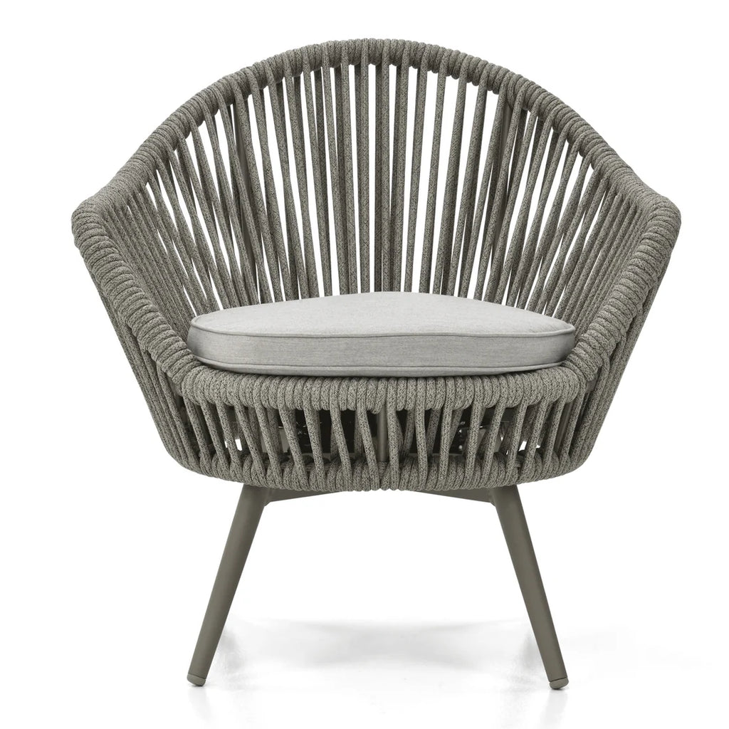 VIRASAT FURNITURE FAUX OUTDOOR PATIO SEATING SET 2 CHAIRS AND 1 TABLE SET (GREY) BRAIDED & ROPE