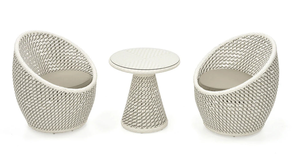 Virasat Outdoor Patio Seating Set 2 Chairs and 1 Table Set (White + Silver)-VIRASAT FURNITURE & FURNISHING