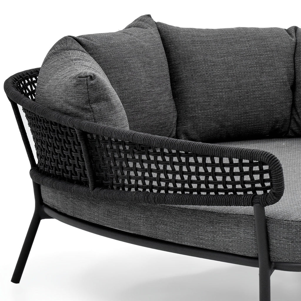 Virasat Outdoor Poolside Sunbed With Cushion Daybed (Dark Grey) Braided & Rope-VIRASAT FURNITURE & FURNISHING