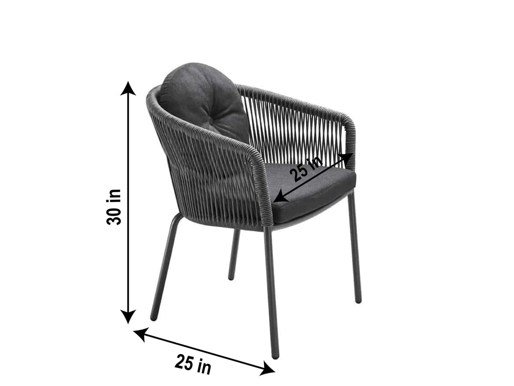 Virasat Outdoor Patio Seating Set 4 Chairs and 1 Table Set (Black) Braided & Rope-VIRASAT FURNITURE & FURNISHING