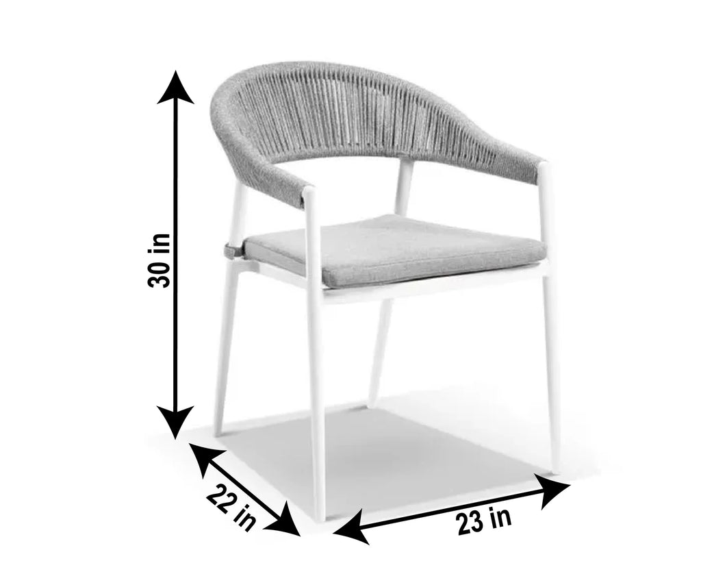 Virasat Outdoor Patio Seating Set 4 Chairs and 1 Table Set (White + Grey) Braided & Rope-VIRASAT FURNITURE & FURNISHING