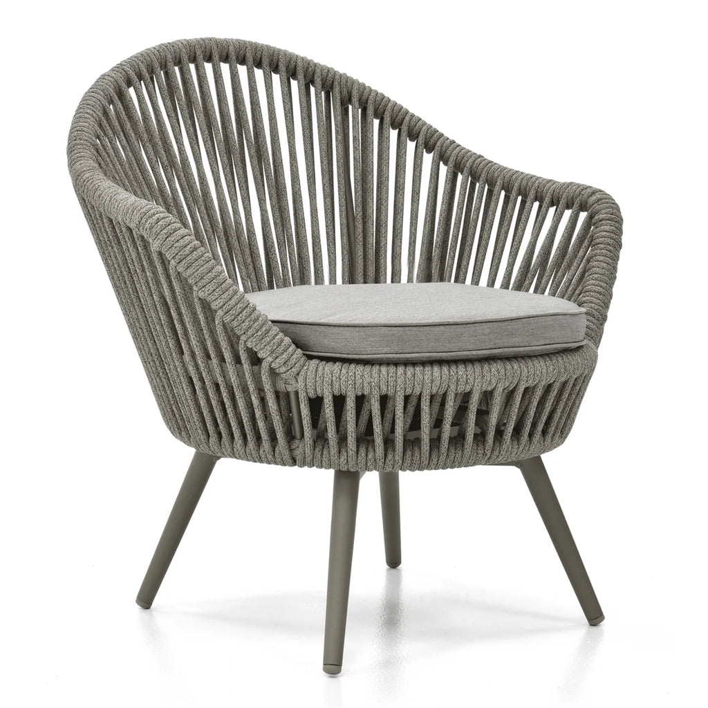 VIRASAT FURNITURE FAUX OUTDOOR PATIO SEATING SET 2 CHAIRS AND 1 TABLE SET (GREY) BRAIDED & ROPE