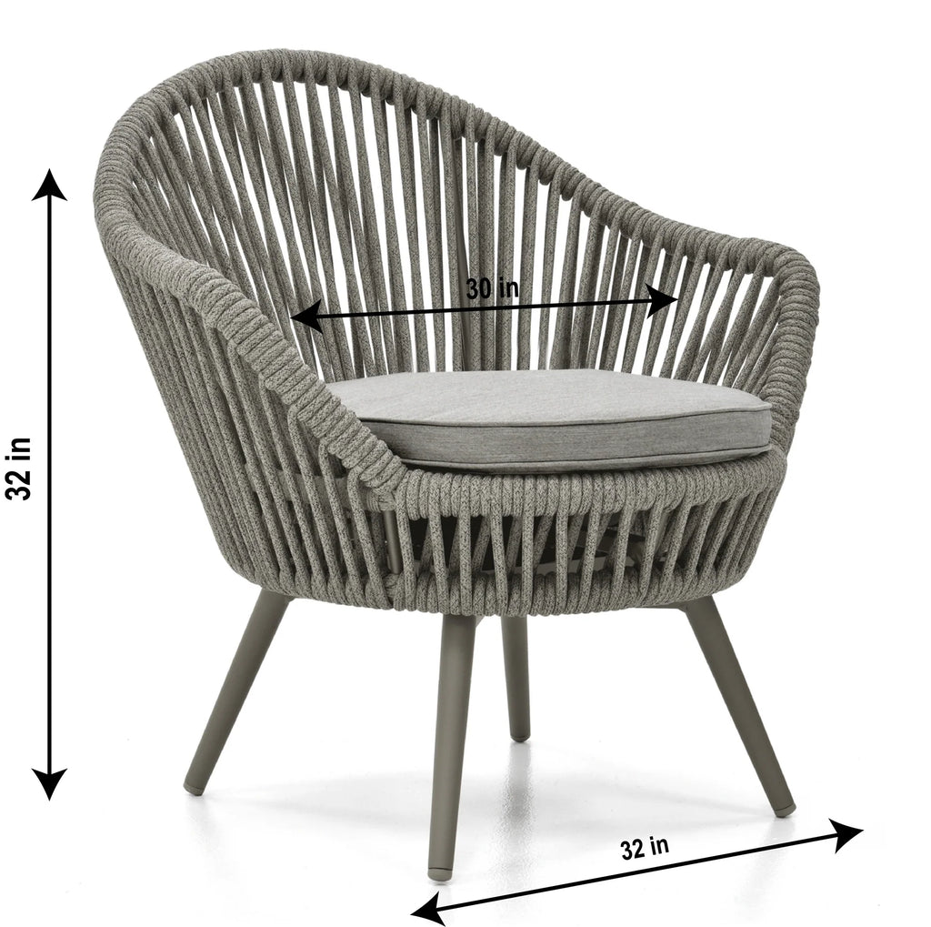 Virasat Outdoor Patio Seating Set 2 Chairs and 1 Table Setc(Grey) Braided & Rope-VIRASAT FURNITURE & FURNISHING