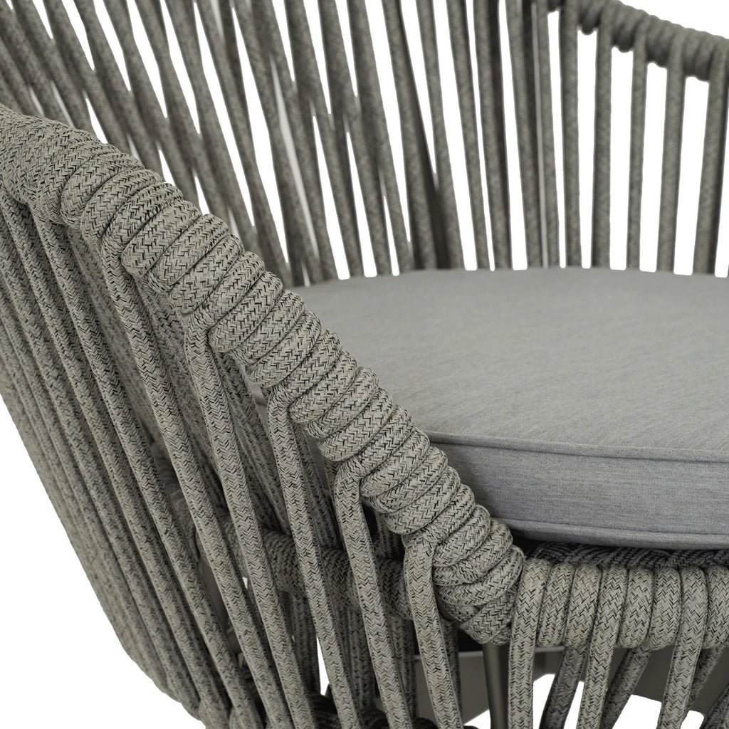 VIRASAT FURNITURE FAUX OUTDOOR PATIO SEATING SET 2 CHAIRS AND 1 TABLE SET (GREY) BRAIDED & ROPE