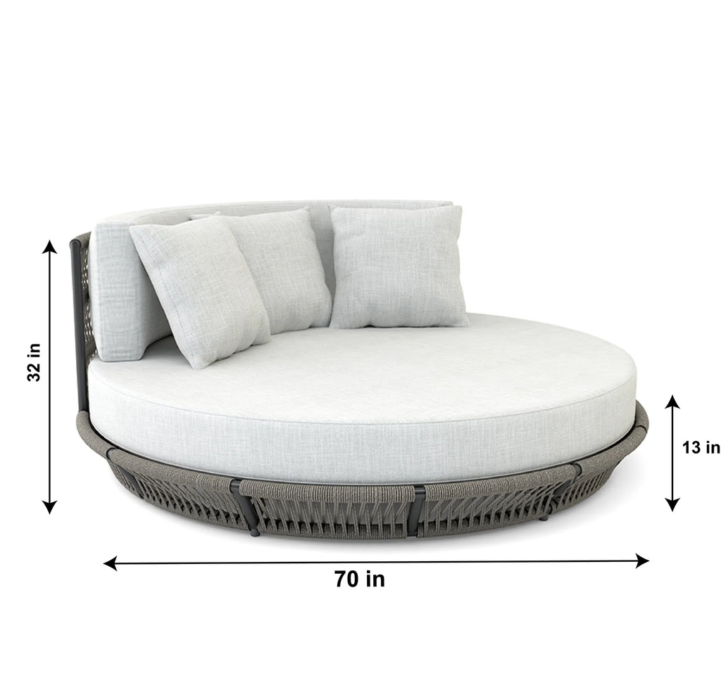 Virasat Outdoor Poolside Sunbed With Cushion Daybed (Grey) Braided & Rope-VIRASAT FURNITURE & FURNISHING
