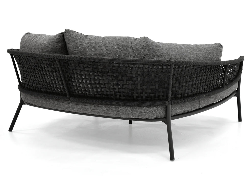 Virasat Outdoor Poolside Sunbed With Cushion Daybed (Dark Grey) Braided & Rope-VIRASAT FURNITURE & FURNISHING