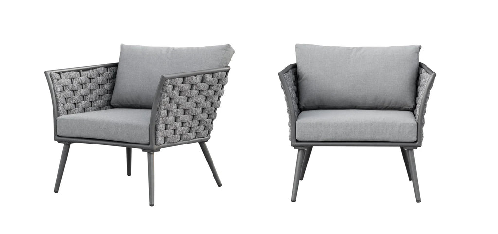 Virasat Outdoor Garden Balcony Sofa Set 3 Seater, 2 Single Seater and 1 Center Table Set, Braid & Rope (Grey)-VIRASAT FURNITURE & FURNISHING