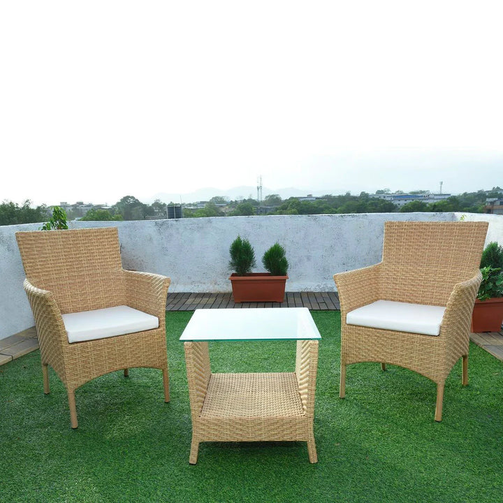 Virasat Babai Outdoor Patio Seating Set 2 Chairs and 1 Table Set (Cream)