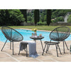VIRASAT FURNITURE LUNG OUTDOOR PATIO SEATING SET 2 CHAIRS AND 1 TABLE SET (BLACK)