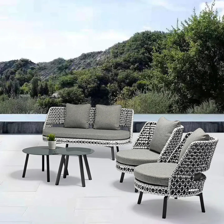 Virasat Bufil Outdoor Garden Balcony Sofa Set 2 Seater,2 Single seater and 2 Center Table Set (Grey)