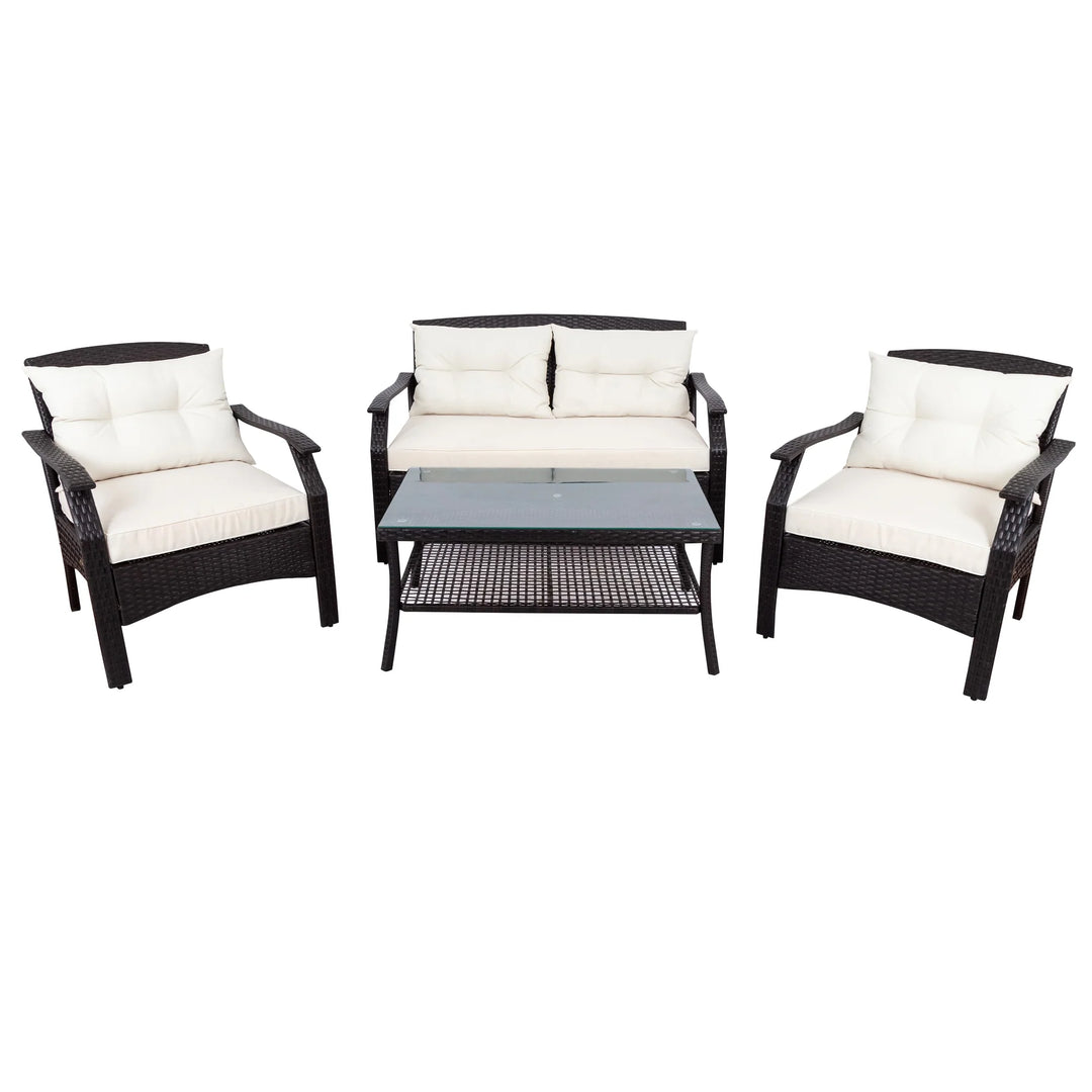 Virasat Odette Outdoor Sofa Set 2 Seater, 2 Single seater and 1 Center Table (Dark Brown)