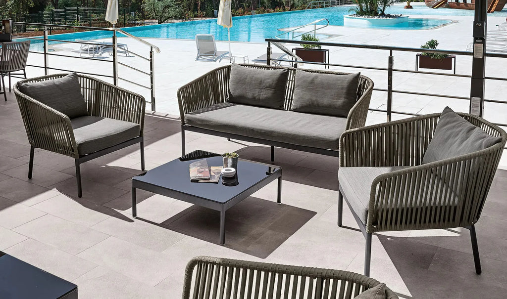 Virasat Outdoor Garden Balcony Sofa Set 2 Seater, 2 Single Seater 1 Center Table Set (Dark Grey)-VIRASAT FURNITURE & FURNISHING