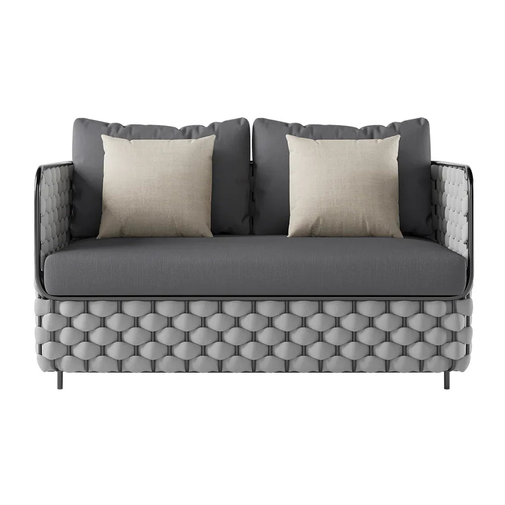 Virasat Outdoor Garden Balcony Sofa Set 2 Seater, 2 Single seater and 1 Center Table Set, Braid & Rope (Grey)-VIRASAT FURNITURE & FURNISHING
