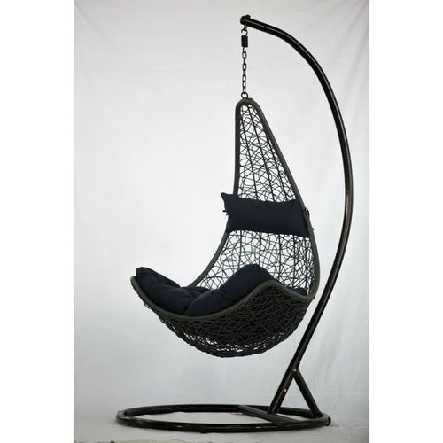 Virasat Single Seater Hanging Swing With Stand For Balcony, Garden Swing (Dark Brown)-VIRASAT FURNITURE & FURNISHING