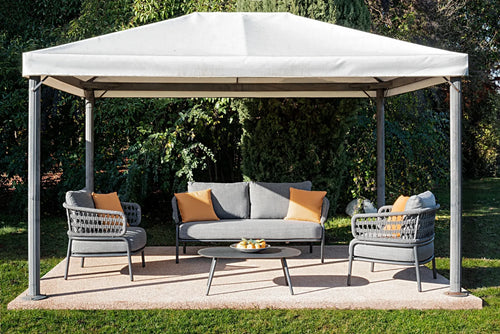 Virasat Outdoor Garden Balcony Sofa Set 2 Seater, 2 Single Seater 1 Center Table Set Braid & Rope (Dark Grey)-VIRASAT FURNITURE & FURNISHING