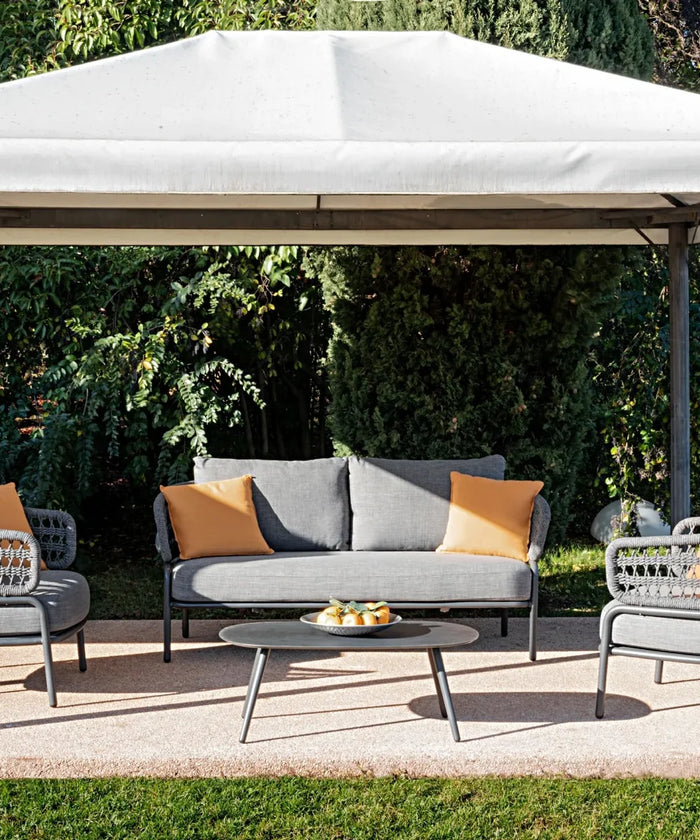 Virasat Outdoor Garden Balcony Sofa Set 2 Seater, 2 Single Seater 1 Center Table Set Braid & Rope (Dark Grey)-VIRASAT FURNITURE & FURNISHING