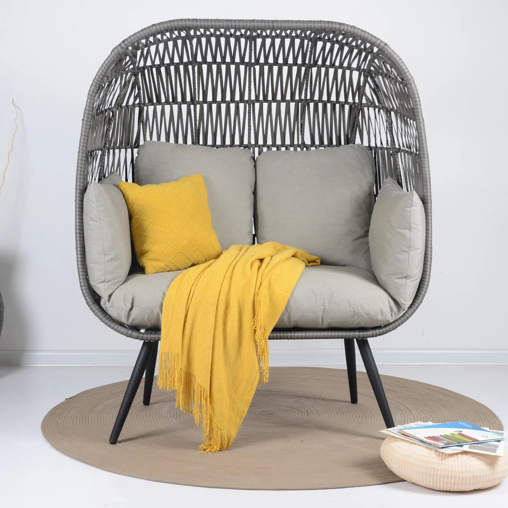 Virasat Double Seater Swing Basket For Balcony & Garden (Grey)-VIRASAT FURNITURE & FURNISHING