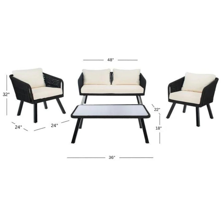 Virasat Deifilia Outdoor Sofa Set 2 Seater, 2 Single seater And 1 Table Set Braided & Rope