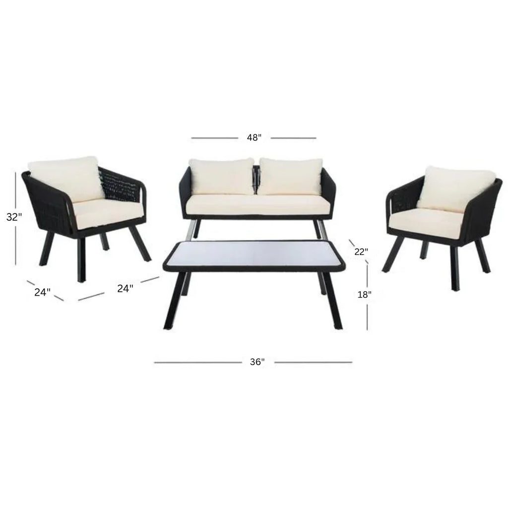 Virasat Outdoor Sofa Set 2 Seater, 2 Single Seater And 1 Table Set Braided & Rope-VIRASAT FURNITURE & FURNISHING