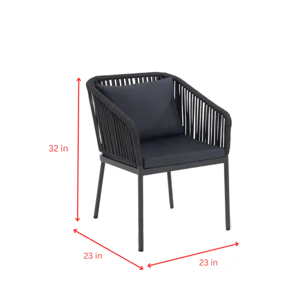 Virasat Outdoor Patio Seating Set 4 Chairs and 1 Table Set (Black) Braided & Rope-VIRASAT FURNITURE & FURNISHING