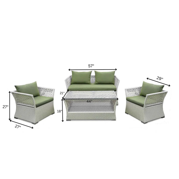 Virasat Adara Outdoor Sofa Set 2 Seater, 2 Single seater and 1 Center Table (White + Green)