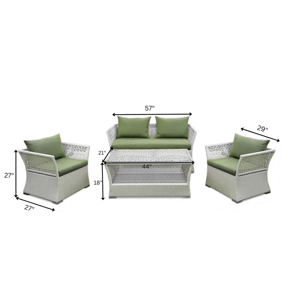 Virasat Outdoor Sofa Set 2 Seater, 2 Single Seater and 1 Center Table (White + Green)-VIRASAT FURNITURE & FURNISHING