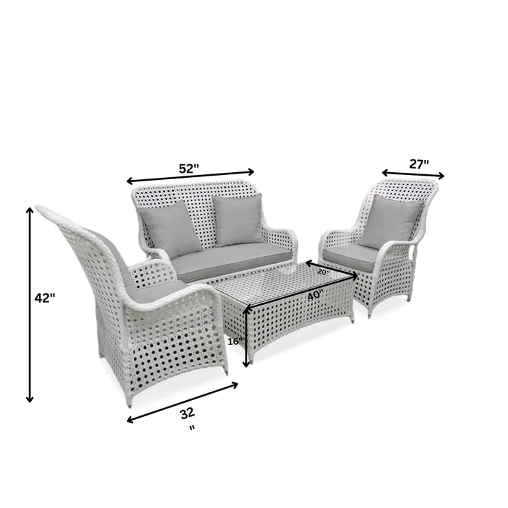 Virasat Cruzita Outdoor Sofa Set 2 Seater, 2 Single seater and 1 Center Table (White)