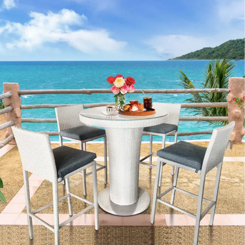 Virasat Outdoor Patio Bar Set, 4 Chairs and 1 Table For Balcony (White)-VIRASAT FURNITURE & FURNISHING