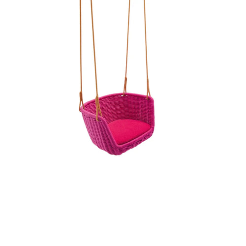 Virasat Single Seater Hanging Swing Without Stand For Balcony, Garden Swing (Pink) Braided & Rope-VIRASAT FURNITURE & FURNISHING