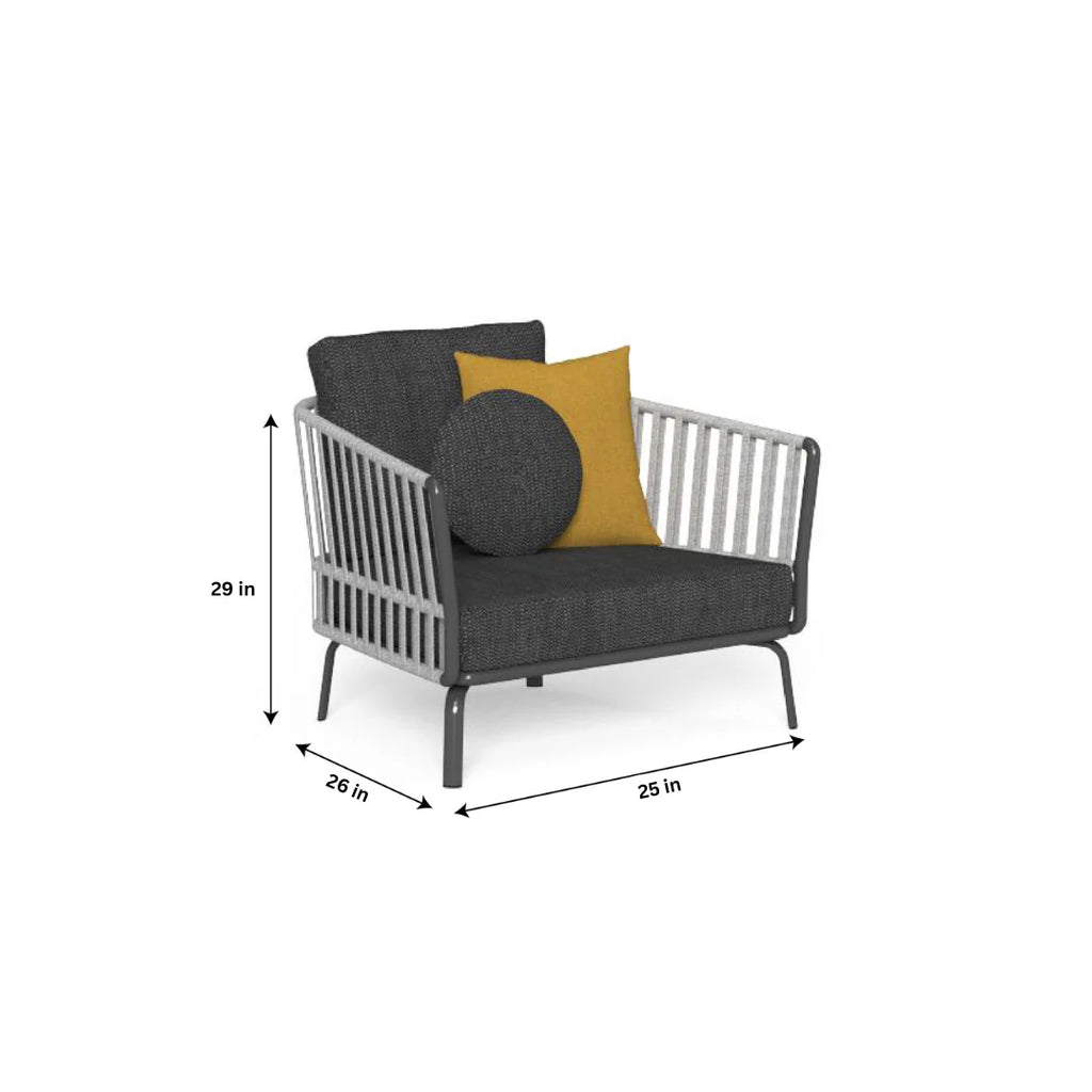 Virasat Outdoor Garden Balcony Sofa Set 2 Seater, Single Seater and 2 Center Table Set, Braided & Rope (Dark Grey-VIRASAT FURNITURE & FURNISHING