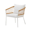 VIRASAT FURNITURE EUSBIO OUTDOOR PATIO SEATING SET 2 CHAIRS AND 1 TABLE SET BRAIDED & ROPE (HONEY/WHITE)