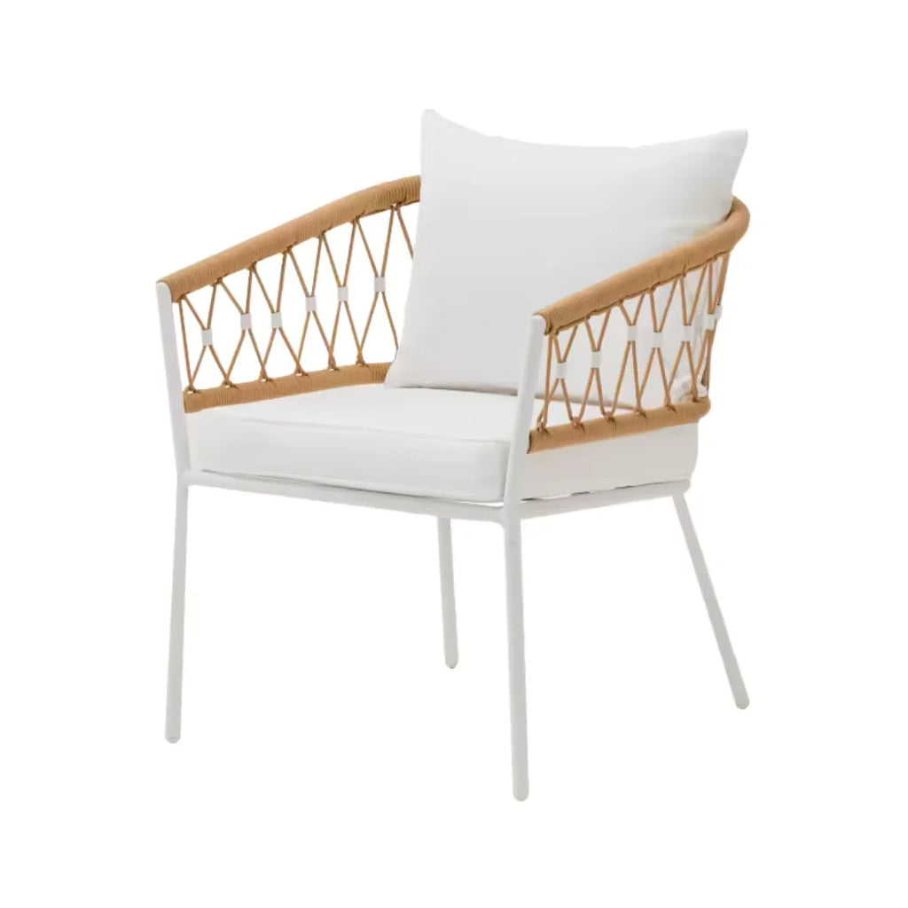 Virasat Outdoor Patio Seating Set 2 Chairs and 1 Table Set Braided & Rope (Honey/White)-VIRASAT FURNITURE & FURNISHING