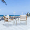 Virasat Outdoor Patio Seating Set 2 Chairs and 1 Table Set Braided & Rope (Honey/White)-VIRASAT FURNITURE & FURNISHING
