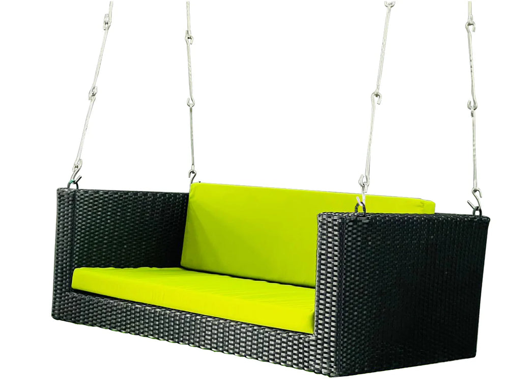 Virasat Double Seater Hanging Swing Without Stand For Balcony , Garden Swing (Black + Green)-VIRASAT FURNITURE & FURNISHING